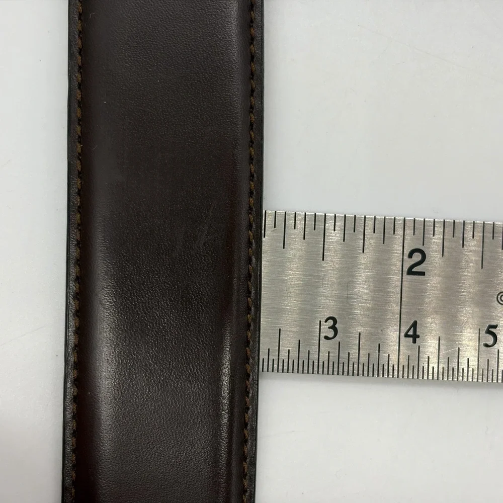 COACH Mens 38 Dress Belt Brown Genuine Calfskin #5953 100% Brass Buckle 36.5-40